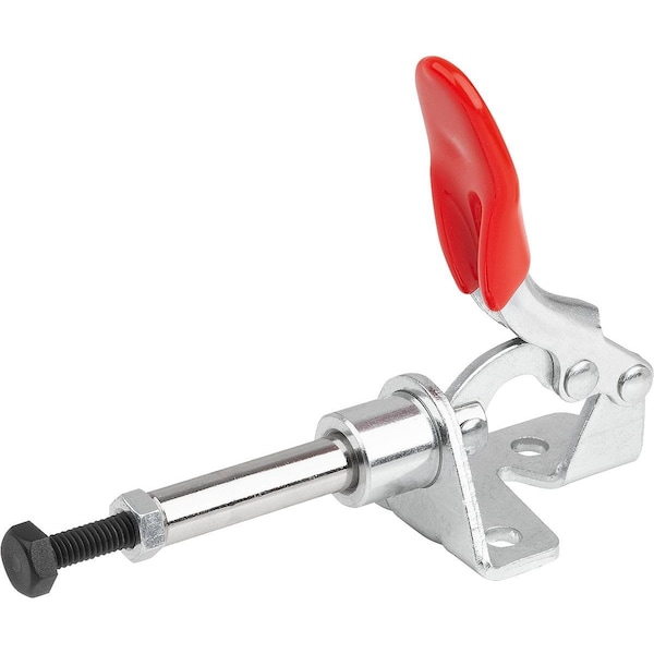 Push-Pull Clamp, W Mounting Bracket, Mini, F2=500, Steel Electro Zinc-Plated, Comp:Plastic Comp:Red